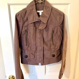 LOFT Purple Utility Jacket with Tailored Fit and Sturdy Material